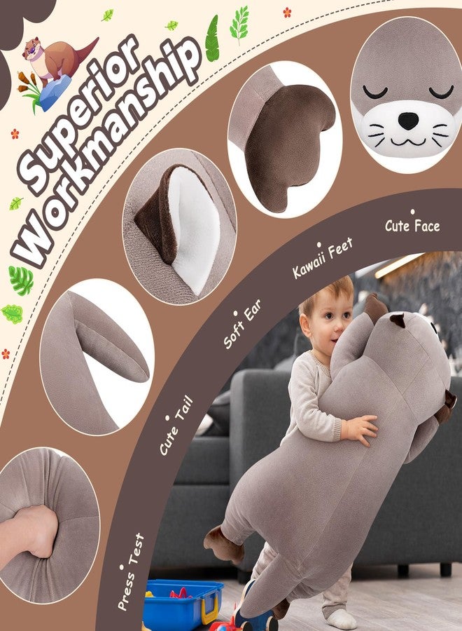 Auspicious beginning 30'' Giant Otter Plush Stuffed Animal- Otter Plush Pillow Plushies, Large Sleeping Body Pillow Plush Toy, Cute Hugging Stuffed Animal, Birthday Gifts for Kids Girls Boys - Image 3